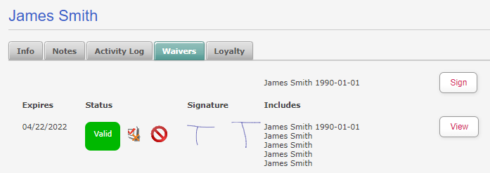Customer Signed Waivers-Validated