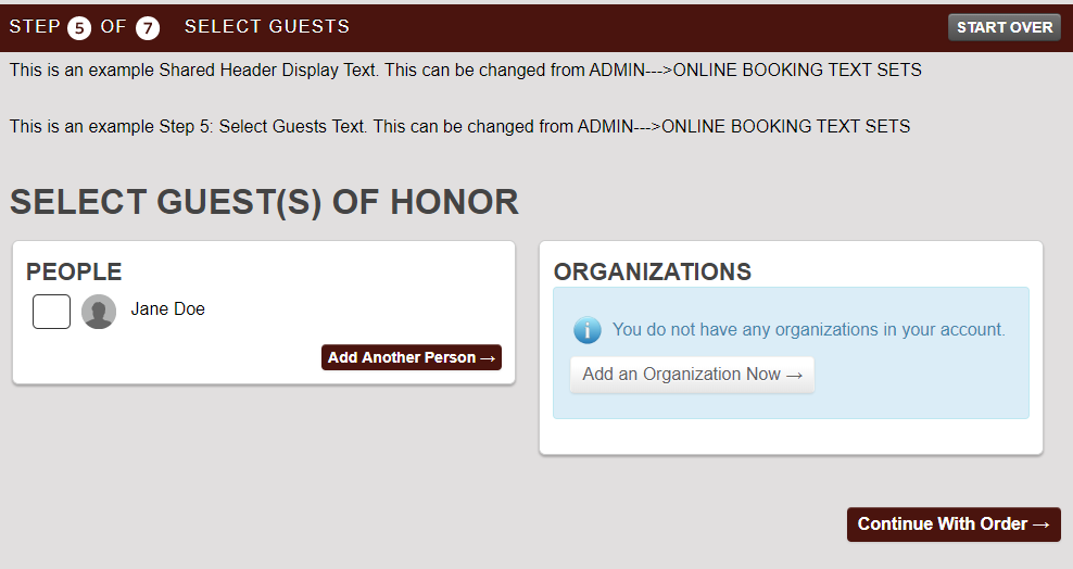 Step 5: Select Guests Text