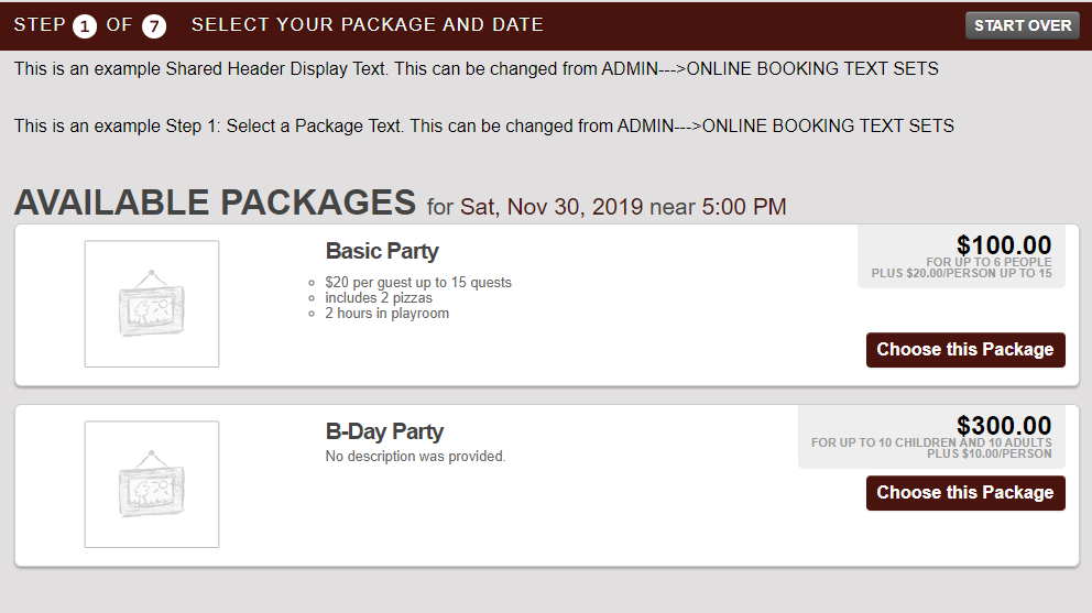 Step 1: Select a Package Text